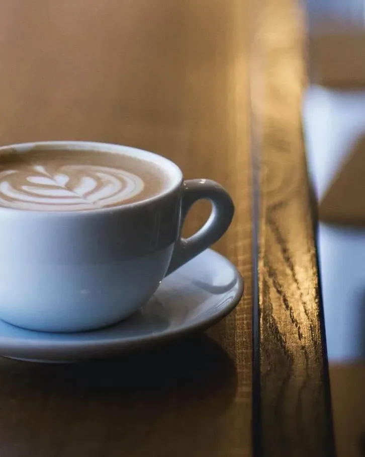 A latte on the counter at Cafe 105